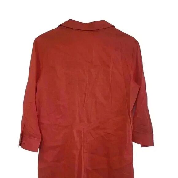 Elie Tahari Women's Dark Coral Linen/Viscose/Spandex Sheath Dress - Picture 8 of 10